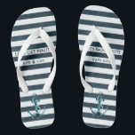 Nautische Marine und Weißbachelorette Personalisie Flip Flops<br><div class="desc">Die perfekte Bachelorette Schuhe für Ihr "Nauti" Party! Unsere Wasseranker-Brautparty-Flip-Flops sind der ideale Weg für Ihre Crew, bequem bleibe und alle Aufmerksamkeit zu erhalten, überall, wo Sie und Ihre Gallen gehen! Fügen Sie diesem Design Ihre benutzerdefinierte Formulierung hinzu, indem Sie die "Diese Vorlage bearbeiten"-Felder auf der rechten Seite des Elements...</div>