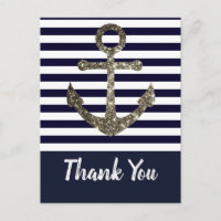 Nautische Marine und Weißer Anker Danke Postcard