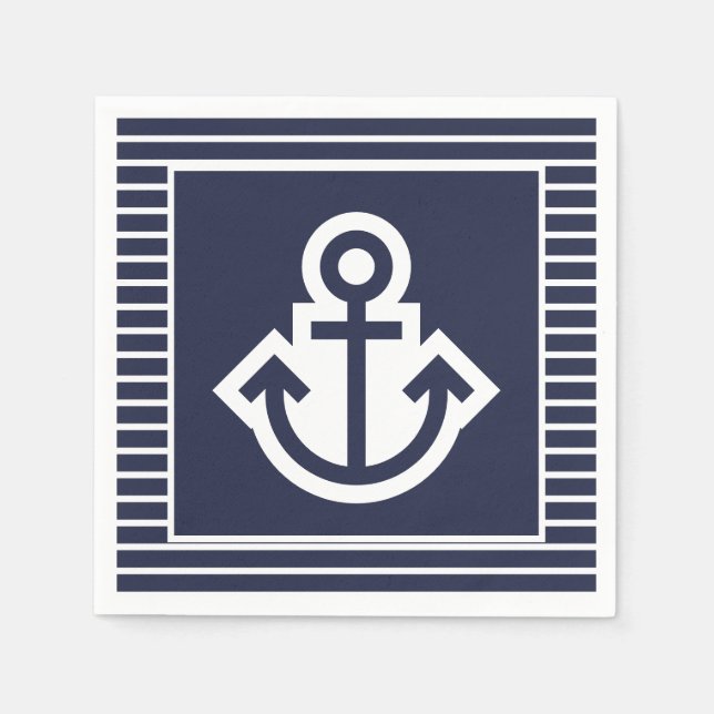 Nautische Marine und White Anchor Napkins Serviette (Vorderseite)