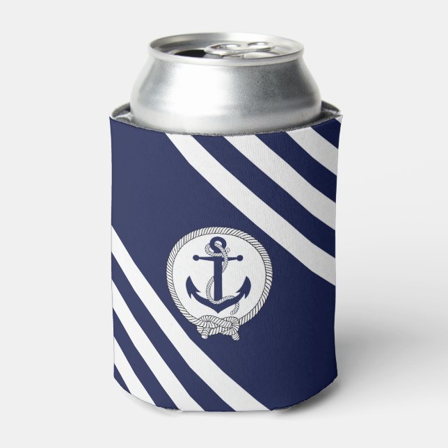Nautische Marineschanze mit Seil/blauem Streifen Dosenkühler (Kanne Vorderseite)
