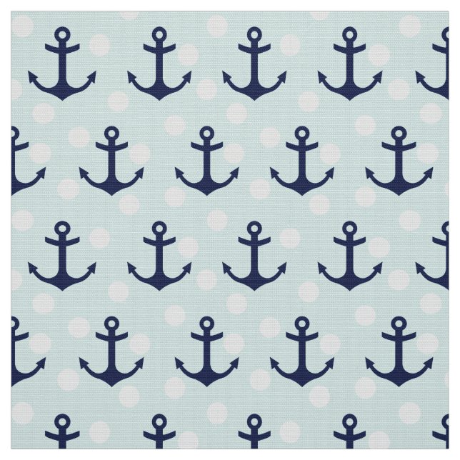Nautische Minzpolka-Punkte und blaue Navy-Anker Stoff (Muster)