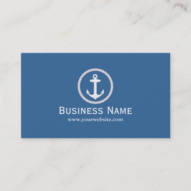 Nautische Monogram Anchor Navy Blue Business Cards Visitenkarte (Vorderseite)