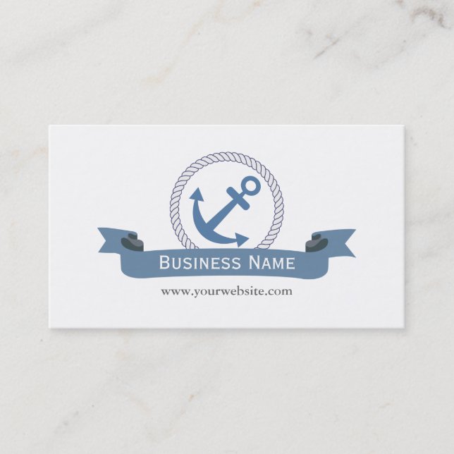 Nautische Monogram Blue Anchor Business Cards Visitenkarte (Vorderseite)