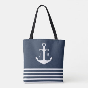 Nautische Monogramm   Blaue Ankerstange