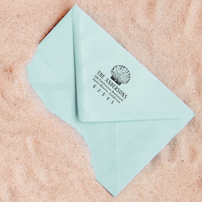 Nautische Muschel Benutzerdefinierter Familienname Permastempel (Von Creator hochgeladen)