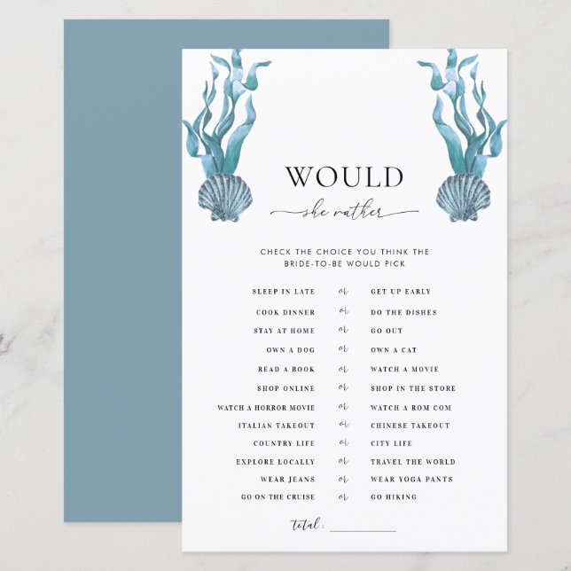 Nautische Muschel Brautparty würde sie eher spiele (Vorne/Hinten)