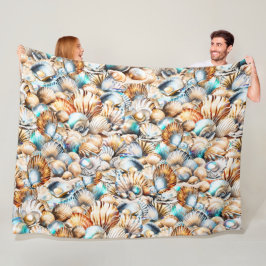 Nautische Muscheln Collage Muster Muschel chic Fleecedecke