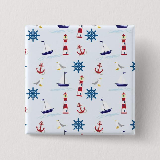 Nautische Muster Button (Vorderseite)