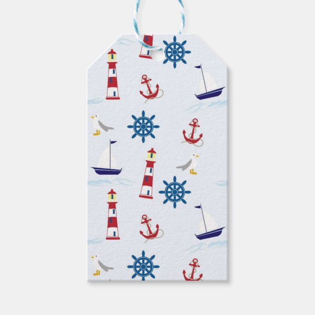 Nautische Muster Geschenkanhänger (Vorderseite)