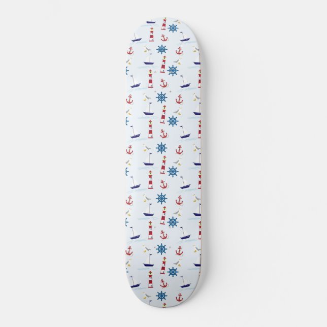 Nautische Muster Skateboard (Vorderseite)