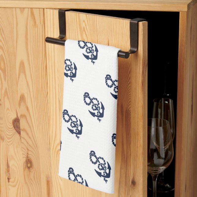 Nautische Navy Anchor Muster Handtuch (Drittel gefaltet)