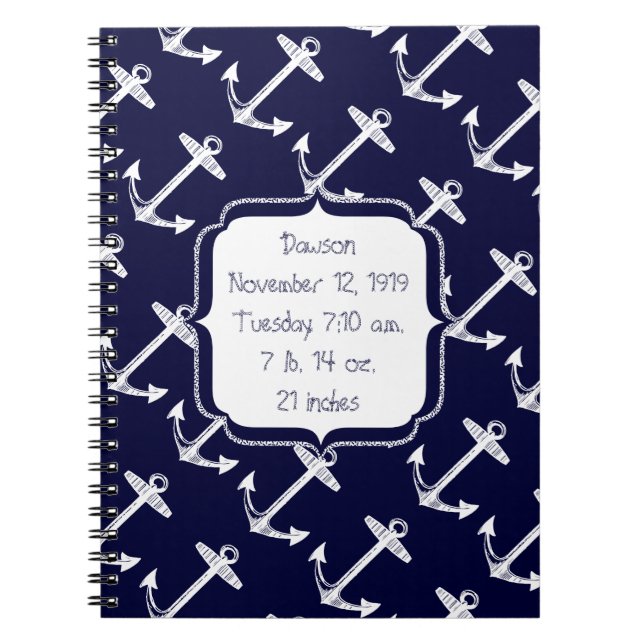 Nautische Navy Anchor Muster Notizblock (Vorderseite)