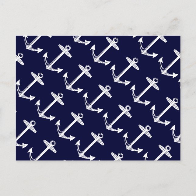 Nautische Navy Anchor Muster Postkarte (Vorderseite)