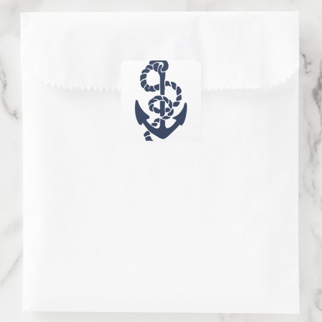 Nautische Navy Anchor Muster Quadratischer Aufkleber (Tasche)