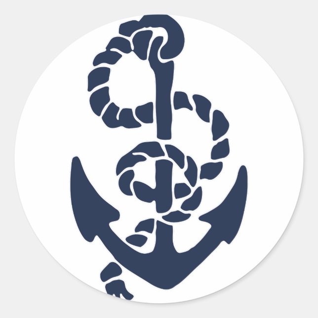 Nautische Navy Anchor Muster Runder Aufkleber (Vorderseite)