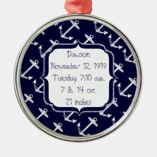 Nautische Navy Anchor Muster Silbernes Ornament