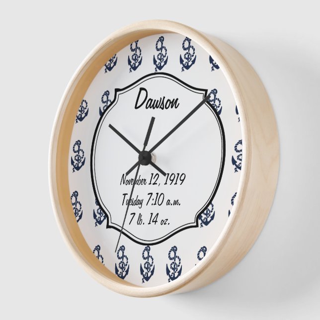 Nautische Navy Anchor Muster Wanduhr (Winkel)