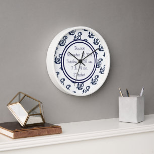 Nautische Navy Anchor Muster Wanduhr