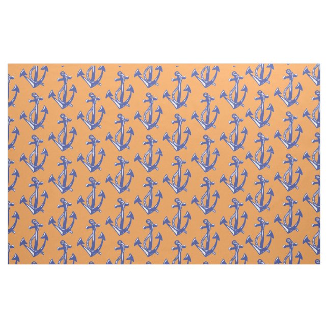 Nautische Navy-Ankermuster mit orangefarbenem Must Stoff (Fat Quarter (45,7 x 55,9 cm))