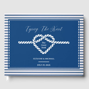 Nautische Navy Blau Knoten Streifen Hochzeit Gästebuch