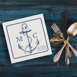 Nautische Navy Blue Anchor Servietten