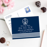Nautische Navy-Monogramm-Hochzeitseinladung
