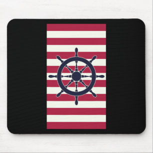Nautische Navy Rot Streifen Gestreifter Lenker Mousepad