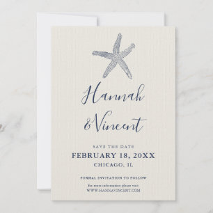 Nautische Navy Starfish Save the Date Card