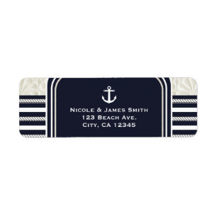 Nautische Navy- und weiße elegante Strandhochzeit