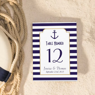 Nautische Navy- und weiße Streifen-Anker-Hochzeit Einladung