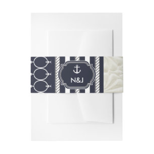 Nautische Navy- & Weiße Elegante Strandhochzeit Einladungsbanderole