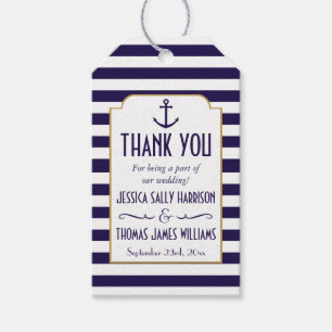Nautische Navy & White Strip Anker Gastgeschenk Ho Geschenkanhänger