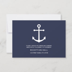 Nautische Navyblaue Anker-Hochzeitsfeier Einladung