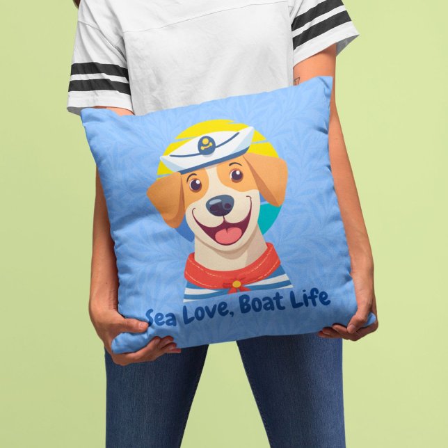 Nautische Niedliche Hundeschenke für Bootseigner Kissen (Nautical Cute Dog Gifts for Boat Owners Sailors)