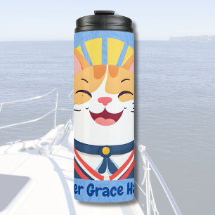 Nautische Niedliche Katzen Geschenke für Bootseign Thermosbecher
