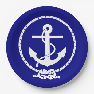 Nautische niedliche Navy Blue Anchor Pappteller