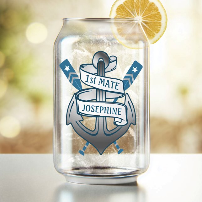 Nautische Oars 1. Mate Personalisierter Name Dosenglas (Von Creator hochgeladen)