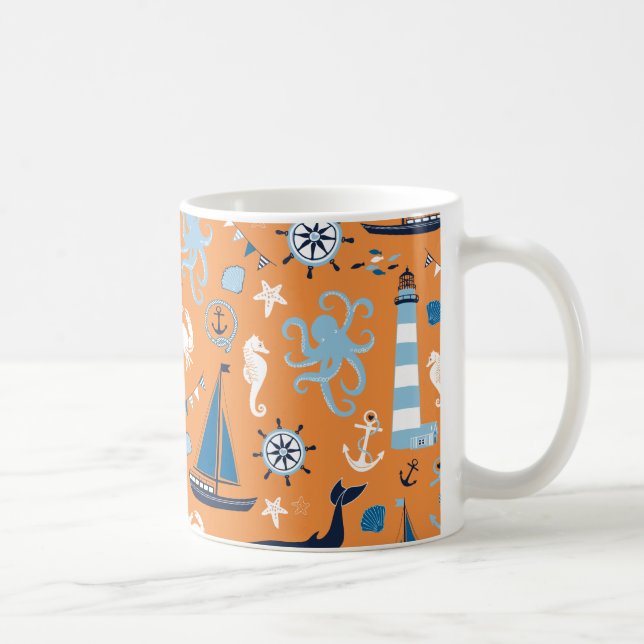 Nautische Orange Kaffeetasse (Rechts)