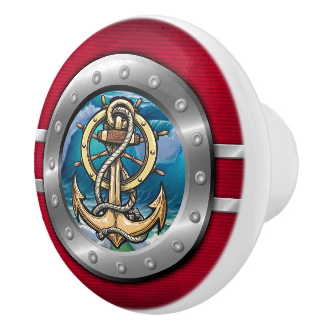 Nautische Porthole-Schubknöpfe Keramikknauf (Rechts)