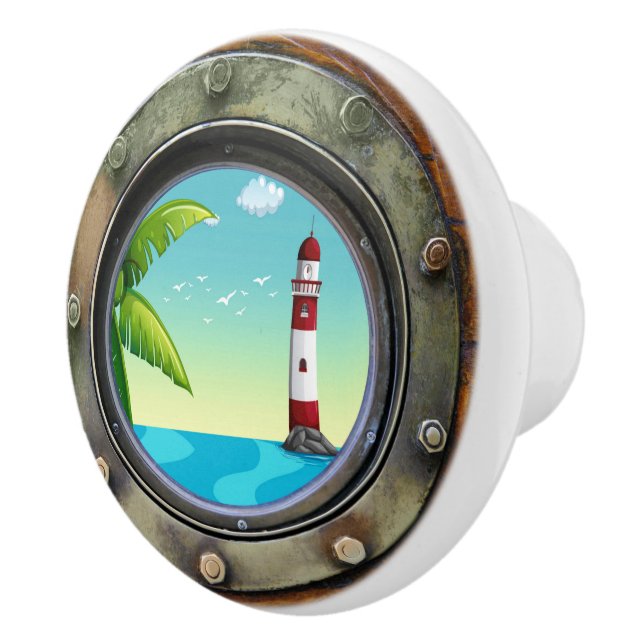 Nautische Porthole-Schubknöpfe Keramikknauf (Rechts)