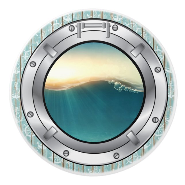 Nautische Porthole-Schubknöpfe Keramikknauf (Vorderseite)