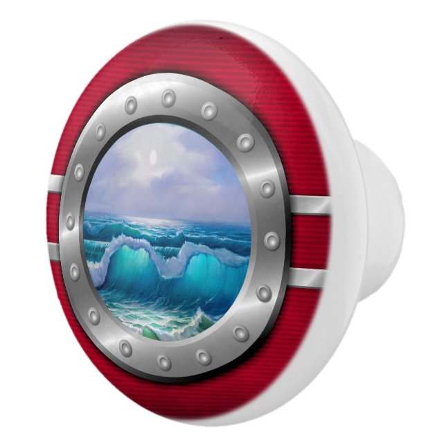 Nautische Porthole-Schubknöpfe Keramikknauf (Rechts)