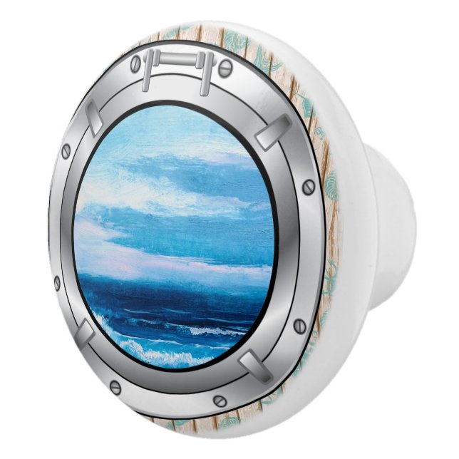 Nautische Porthole-Schubknöpfe Keramikknauf (Rechts)