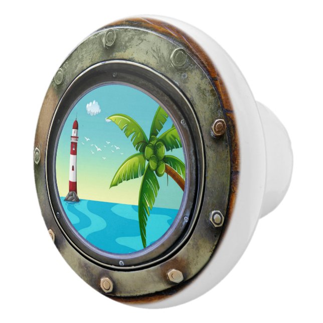 Nautische Porthole-Schubknöpfe Keramikknauf (Rechts)