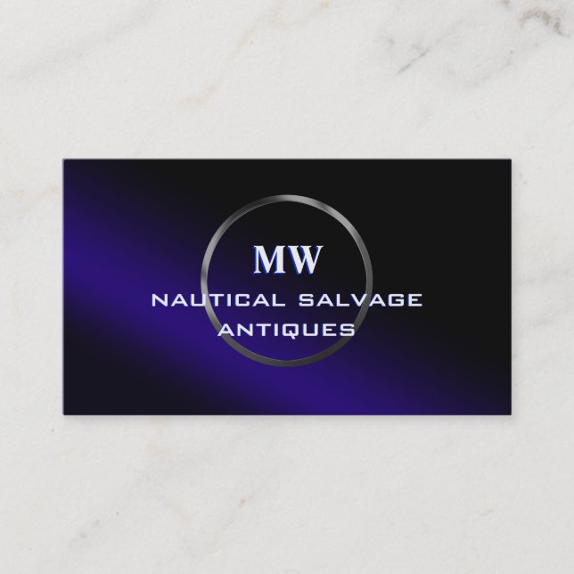 Nautische Salvage Antiques, Silberring-Logo Visitenkarte (Vorderseite)