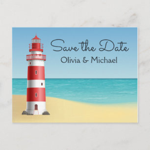 Nautische Save-the-Date-Hochzeitsverlobung am Stra Postkarte