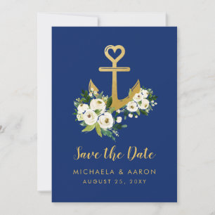 Nautische Save the Date-Karte für die Ankerblume Date