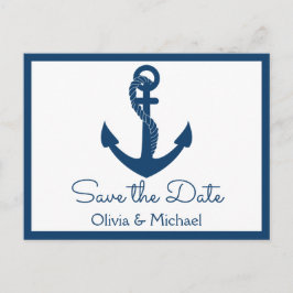 Nautische Save the Date Navy Anchor Verlobung Postkarte