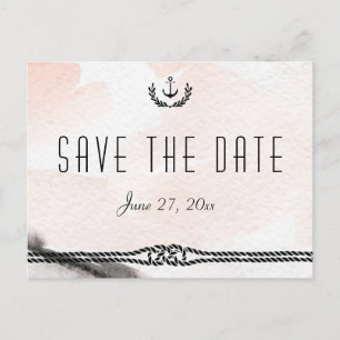 Nautische Save the Date Postkarten Aquarellpfirsic