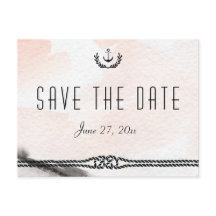 Nautische Save the Date Postkarten Aquarellpfirsic